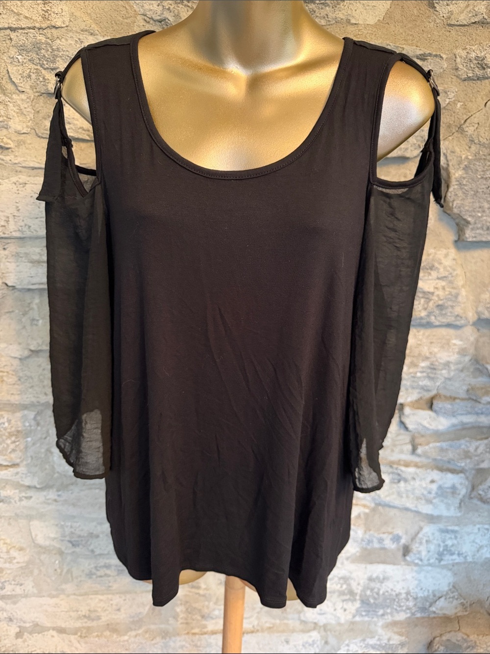 Black Cold-Shoulder Women’s Top